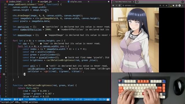 ASMR Programming - Rain Particle Effect Using Javascript - No Talking