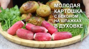 МОЛОДАЯ КАРТОШКА  в духовке – с САЛОМ (беконом) и на шпажках