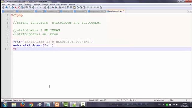 PHP Bangla Tutorial Part 26 String Functions (strtolower and strtoupper)