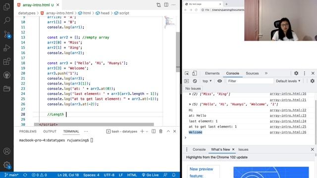 39. JavaScript Data Types: Array - Introduction to Arrays: creation, accessing, length, loop