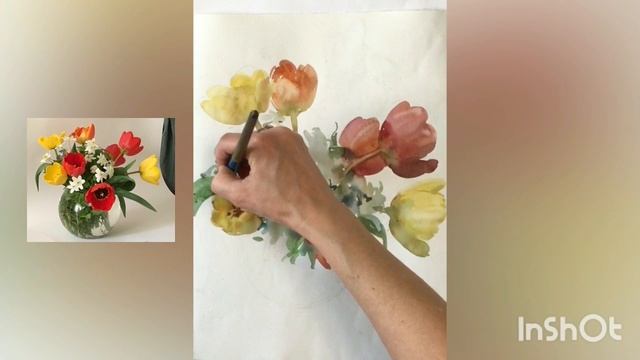 Букет тюльпанов, акварель. Ласаева Марина