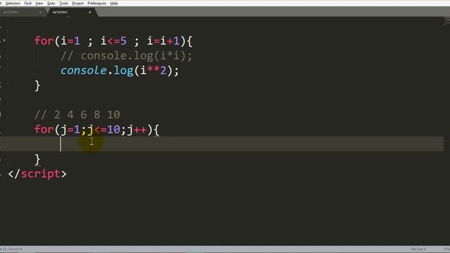 Javascript Tutorial in Hindi - 12 For Loop Example in Javascript.Printing even numbers in Javascrip