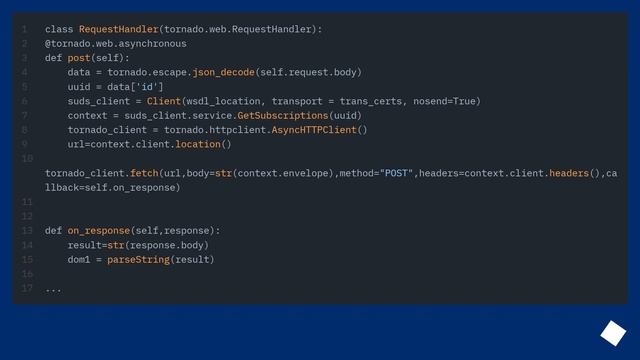 Asynchronous SOAP call with Tornado and SUDS смотреть онлайн