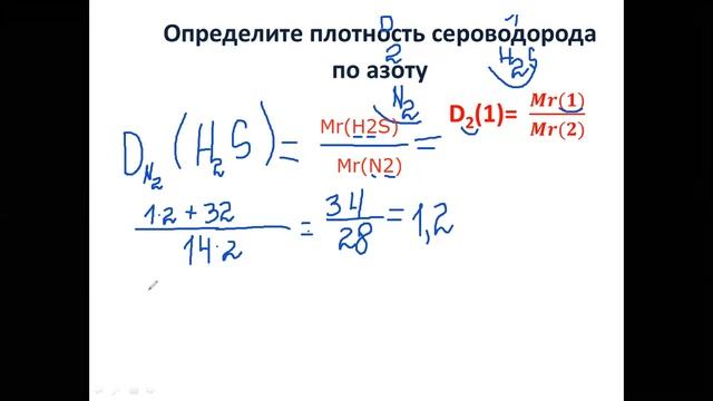 Плотность одного газа по другому