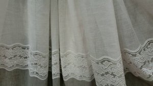 Тюль лен в зал, спальню, прихожую вышивка белая с серым "Anka" Высота 3 м