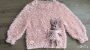 Детский вязаный джемпер с зайцем в кармане #handmade #вязание детям #вязание на заказ