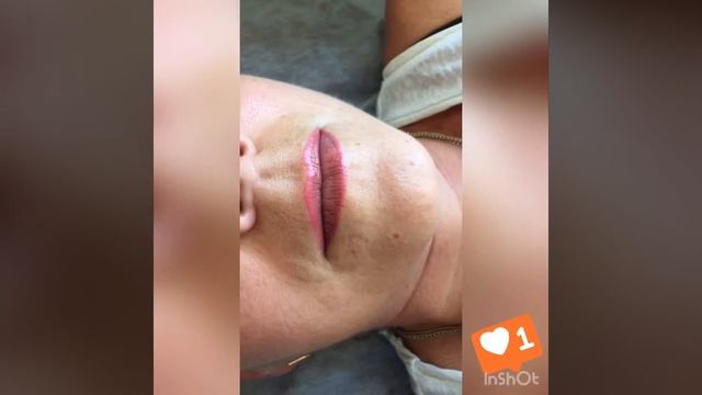 Татуаж губ через месяц на черно-коричневых губах