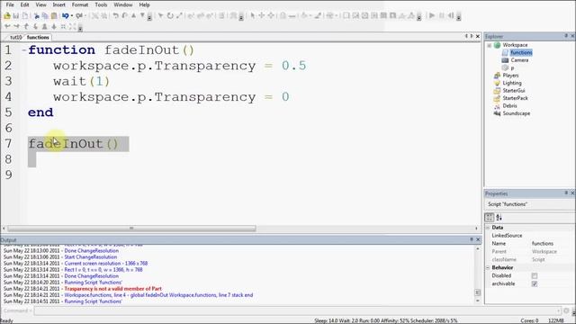 ROBLOX Lua Scripting Tutorials - 10: Functions and arguments смотреть онлайн