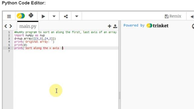 Python program to sort an along the first, last axis of an array смотреть онлайн
