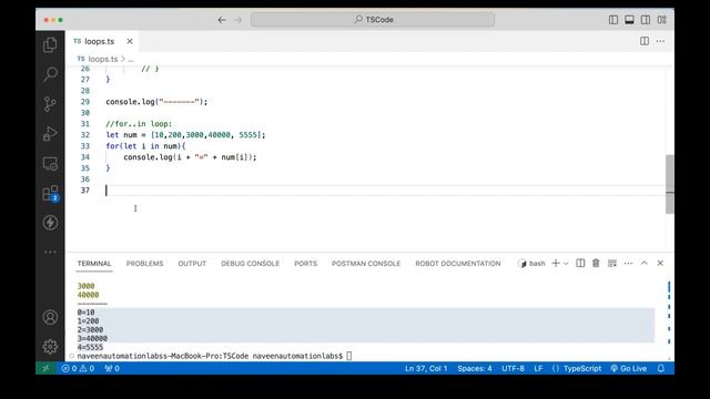 #11 - Loops in TypeScript || For,  For..Of,  For..In,  While,  D0-While Loops