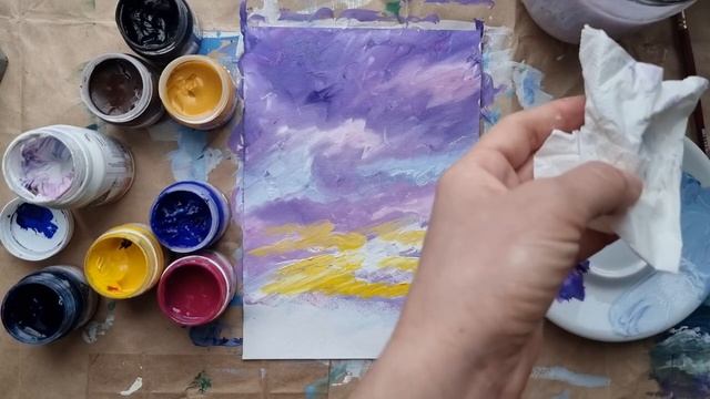 ЛИЛОВЫЙ ВЕЧЕР |Рисуем тяп-ляп, а живописно! Гуашь✌️