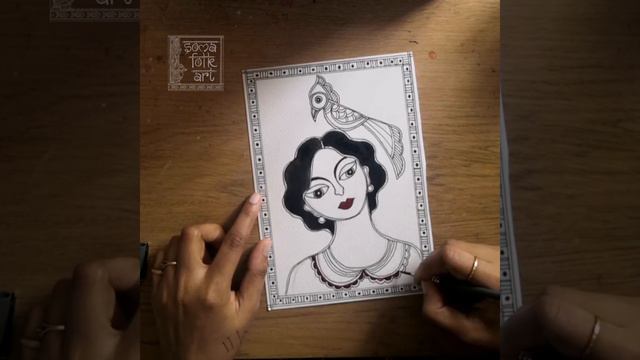 Madhubani Girl and her Birds with Soma Folk Art смотреть онлайн