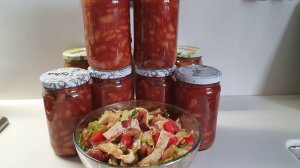 Фасоль в томатном соусе в автоклаве + салат