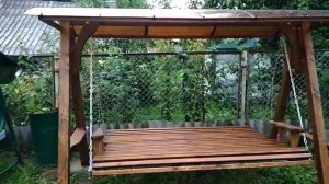 Деревянные садовые качели диван. Раскладные