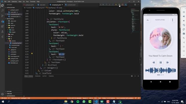 Music Player  App - Flutter UI - SpeedCode