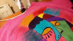 Рисую шерстью на одежде. иглопробивная техника сухое валяние, фильцевание, фелтинг.