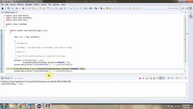 How to use isValidMonthDay method of Year Class? | Java 8 Date and Time