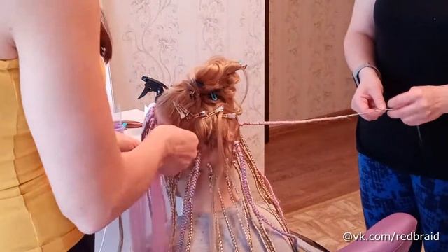 Классические афрокосички, процесс