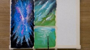 How to paint 3 different night sky landscapes for beginners / Easy acrylic painting techniques #494