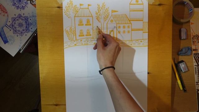 МАСТЕР КЛАСС ДЛЯ НАЧИНАЮЩИХ. КАК НАРИСОВАТЬ ГОРОД В НЕОБЫЧНОЙ ТЕХНИКЕ.