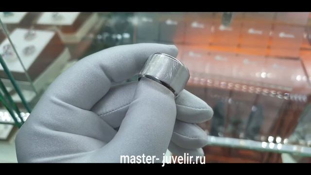 Кольцо широкое из белого золота с отпечатком пальца смотреть онлайн