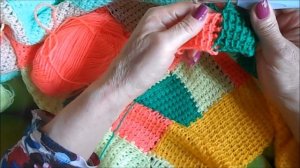 плед из угла в угол //энтерлак тунисским вязанием //ч.2// подробный Мк