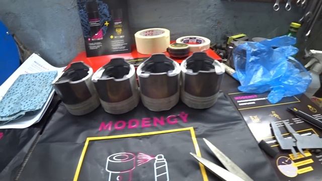 "MODENGY" антифрикционное покрытие ,наносим на поршни ОМ 615 . смотреть онлайн