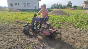 мотоблок+передний адаптер+фрезы,подготовка поля   к посадке горчицы после уборки чеснока