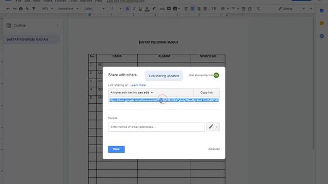 Cara membuat link spreadsheet microsoft word online