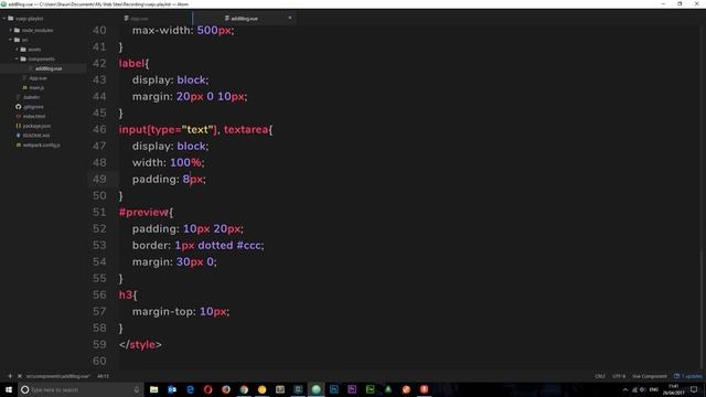 Vue JS 2 Tutorial #29 - Input Binding (Creating a blog, part 1)