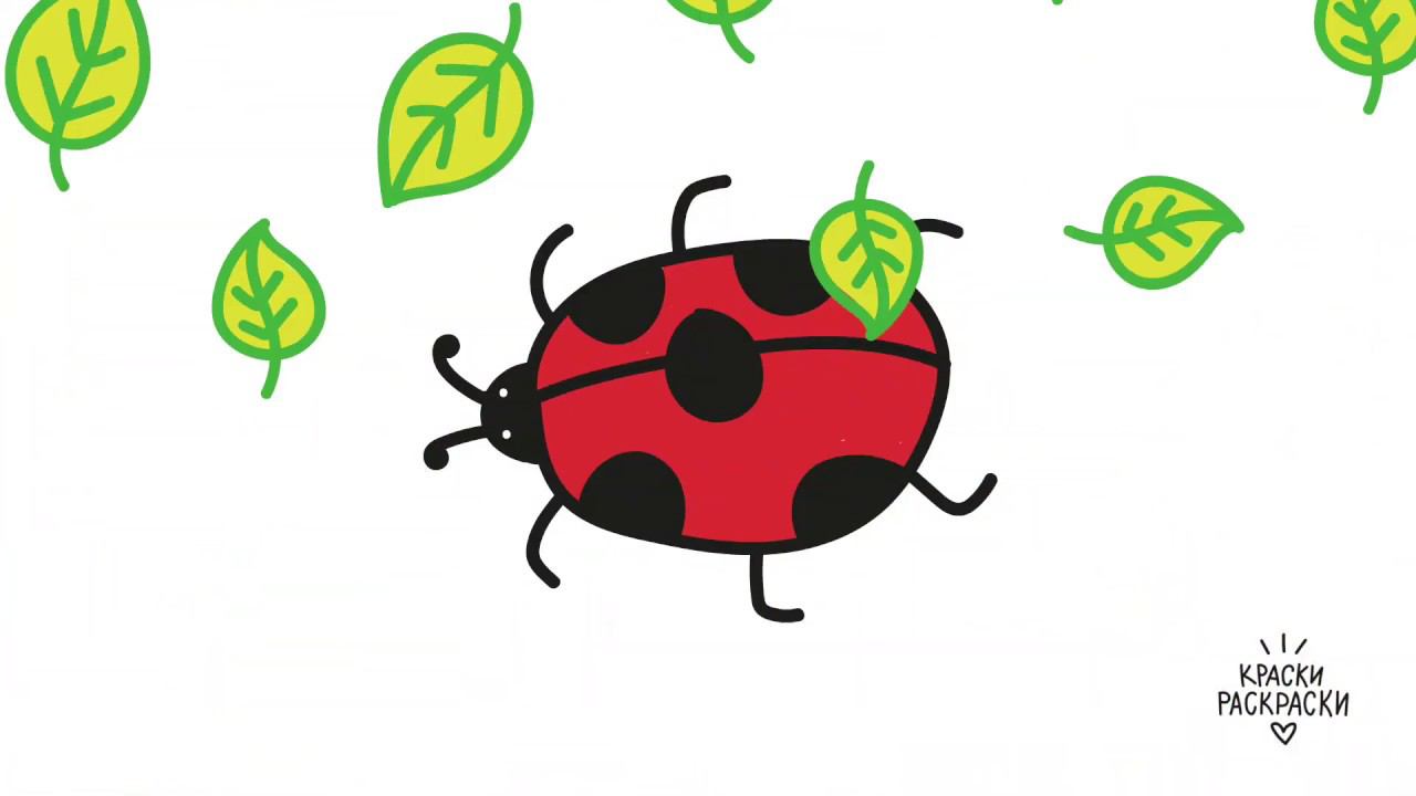 Раскраска БОЖЬЯ КОРОВКА / Как нарисовать божью коровку / Краски раскраски смотреть онлайн