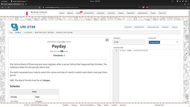 How To Solve URI Online Judge SQL #2739 - Payday