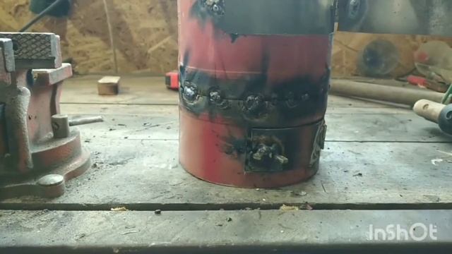 Походная печь из огнетушителя своими руками. Щепочница. смотреть онлайн