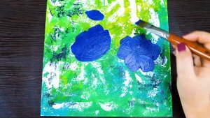 Легкий урок рисования акриловыми красками "Голубые цветы", легко ASMR