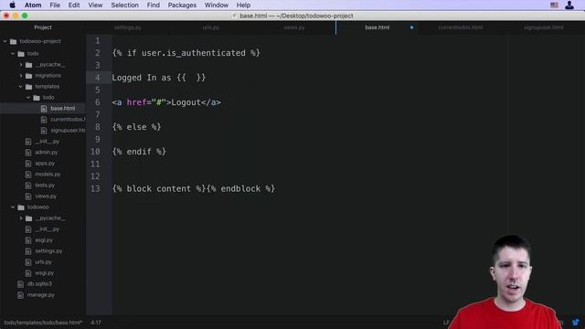006 Showing if a User is Logged In | Full stack Development | Django | Python | Full Course | смотреть онлайн