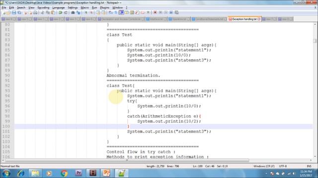 Lesson - 3 : Exception Handling - Customized Exception Handling and Control Flow of Try Catch Block смотреть онлайн