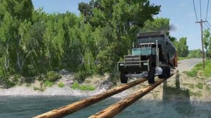 Грузовики против бревенчатого моста - BeamNG Drive