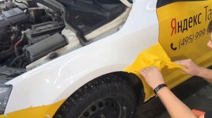 Демонтаж виниловой плёнки Яндекс Такси SKODA OCTAVIA