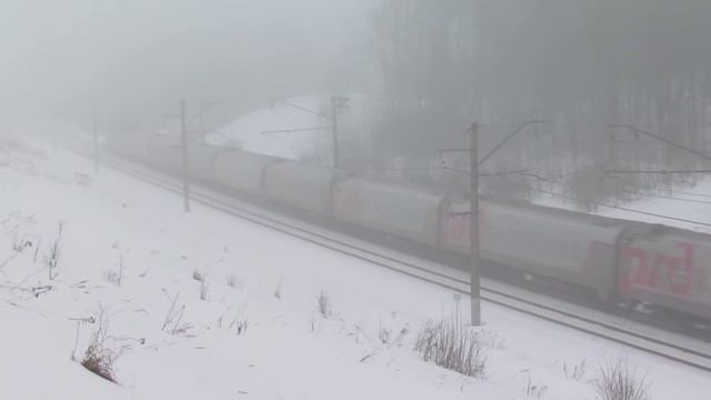 ЧС7 с поездом 6 Белгород - Москва на перегоне Казначеевка - Ясная Поляна МСК ж.д. 05.03.2016 смотреть онлайн