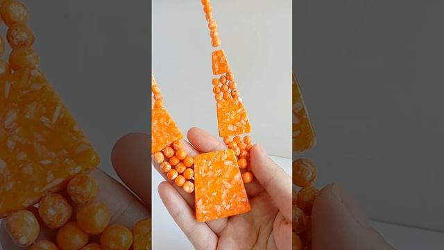 Pretty Orange Natural turquoise with multi-strand pendant handmade necklace gift turquoise jewelry09