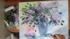 "СИРЕНЬ"Живопись маслом.Работа мастихином.Видео урок.