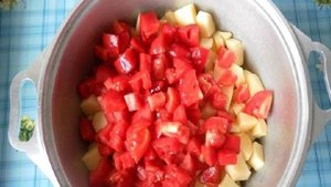Овощное рагу со свининой и кабачками
