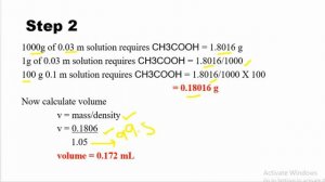 How to prepare 0.03 molal CH3COOH solution in 100 mL of distilled water by Unitary method