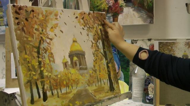 Картина маслом "Петербург золотая осень". Уроки живописи маслом спб смотреть онлайн