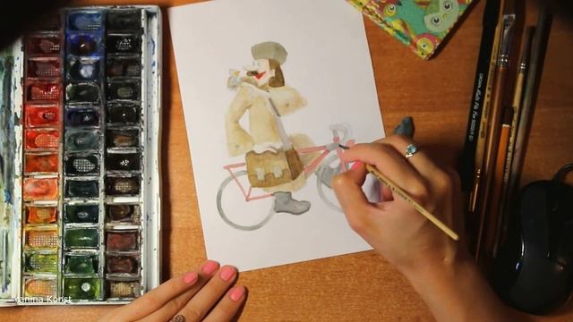 Рисуем почтальона Печкина из Простоквашино.Рисуем акварелью.Рисуем героев из советских мультиков. смотреть онлайн