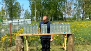 Рубка шашкой ККВ(реплика)образца 1904 г.17 пластиковых(1.5л) бутылок.Новичок.09.05.2016.