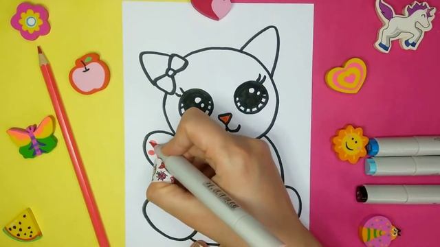 Как нарисовать милого котенка | How to draw a cute kitten смотреть онлайн