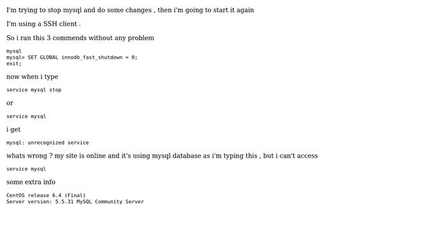 DevOps & SysAdmins: mysql: unrecognized service ... but mysql is installed and it's working смотреть онлайн