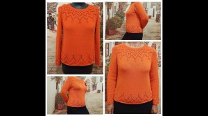 Кофточка "Оранжевое настроение" с круглой кокеткой.  Готовая работа.