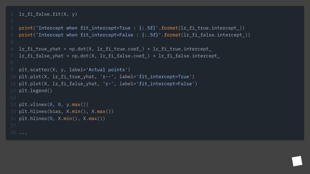 In the LinearRegression method in sklearn, what exactly is the fit_intercept parameter doing?